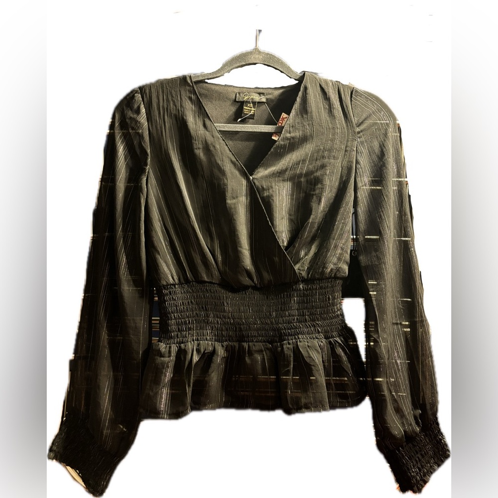 NWT - Japna - Black Top with Gold Metallic Details (XS)